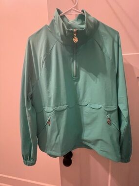 Lilly Pulitzer Aqua Green Half-Zip Utility Jacket